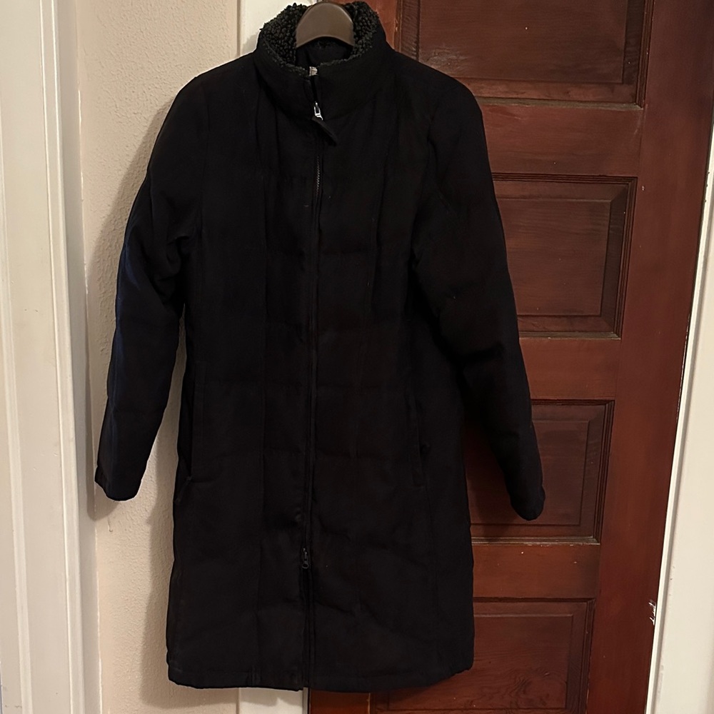 LL Bean Black Goose-Down Parka Jacket Size Medium